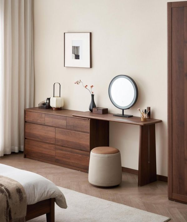 Classic Walnut Wood Seven-Drawer Cabinet