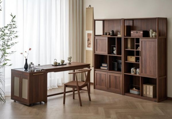 胡桃木纹茶桌柜