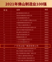 廣東偉業(yè)集團(tuán)入圍佛山企業(yè)百強、制造業(yè)百強榜單