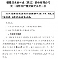 快讯 | 永安林业拟以6013.3万出售一林木资产