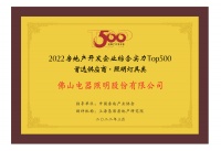 佛山照明入選2022房地產(chǎn)開(kāi)發(fā)企業(yè)綜合實(shí)力Top500首選供應(yīng)商