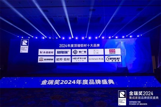 金瑞獎2024‘頂墻鋁材十大品牌’獲獎證書