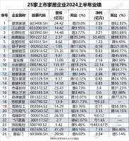 15家營收下滑、7家凈利上漲……25大家居上市企業(yè)2024年H1成績單出爐