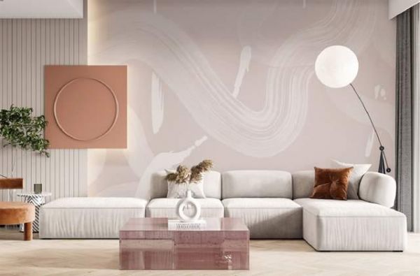 Elegant living room with a modern background wall