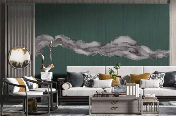 Living room with a new Chinese style mural background