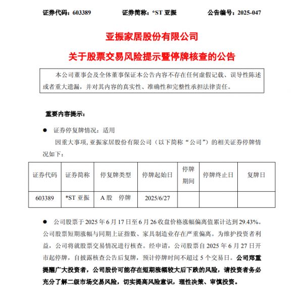 ST亞振公告圖片