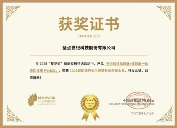 获奖公告：圣点科技斩获6项葵花奖