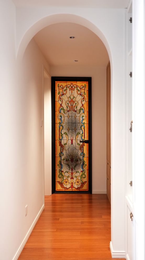 ZMKM Tiffany Style Color Glass Retro Door
