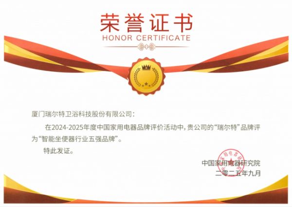 瑞尔特卫浴科技股份有限公司获奖图片