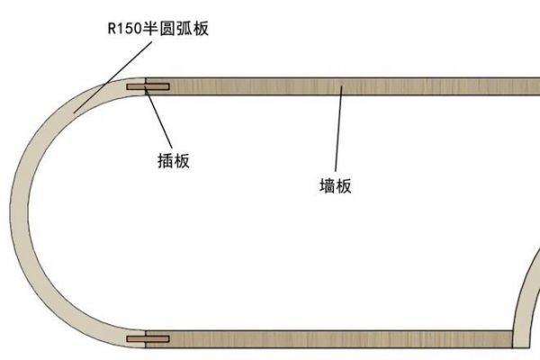 半圆弧板拼接示意图