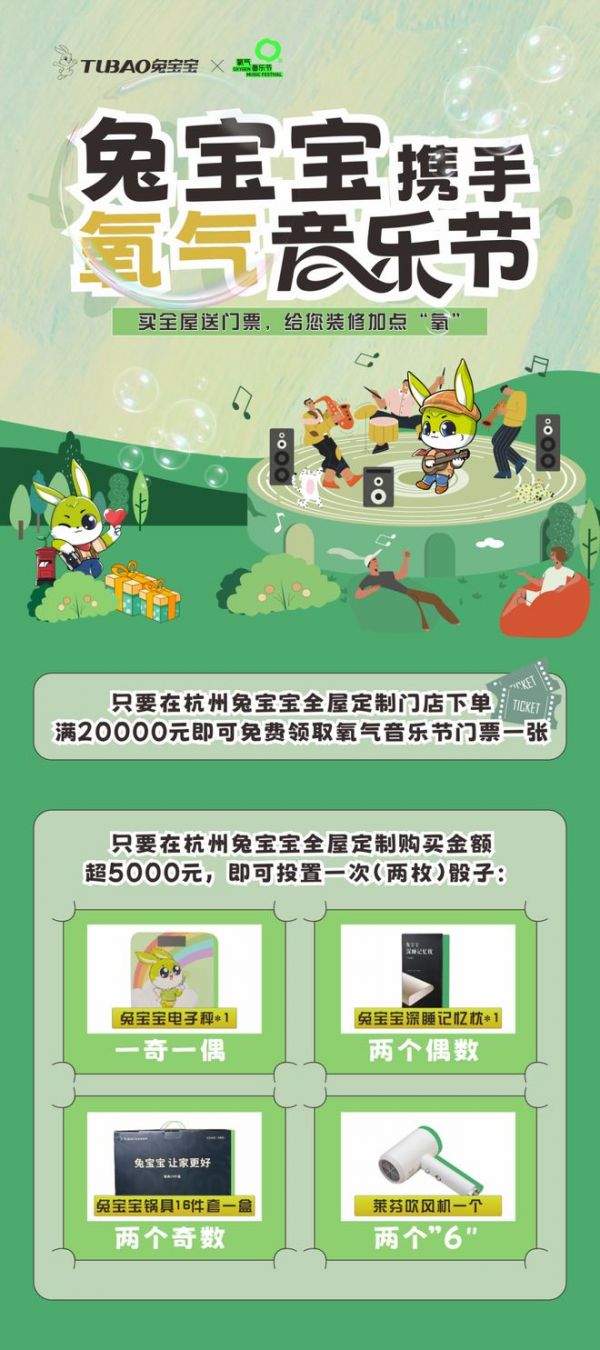 【送送送】兔宝宝携手2025氧气音乐节,门票免费送!