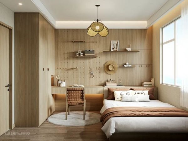 卧室背景墙搭配洞洞板设计