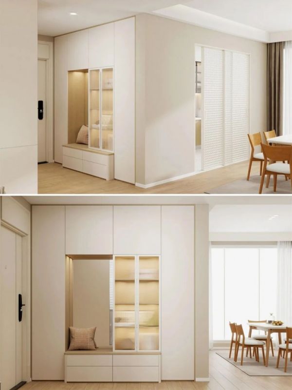 玄关与换鞋凳一体式设计