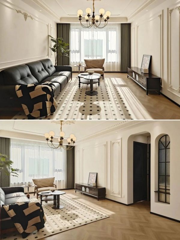 Living Room Design with石膏线雕花