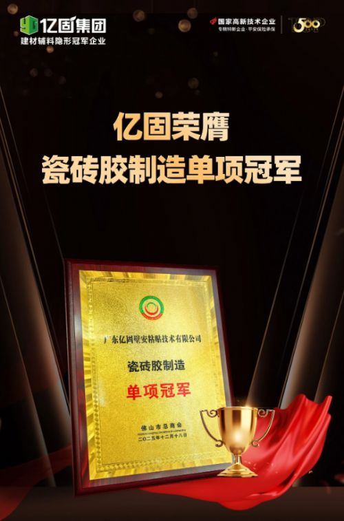 亿固瓷砖胶荣誉证书