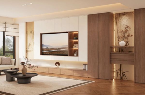 围合式沙发布局和悬浮电视柜