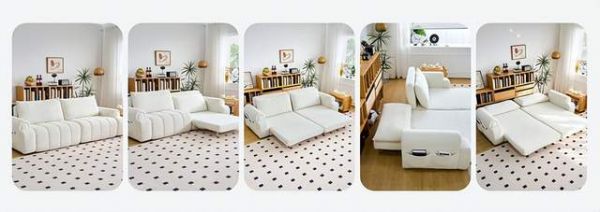 奶油泡芙沙发床实物照片