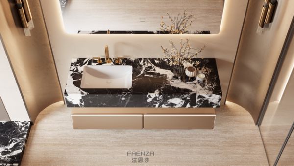 Black and White Flower Rock Slab Countertop