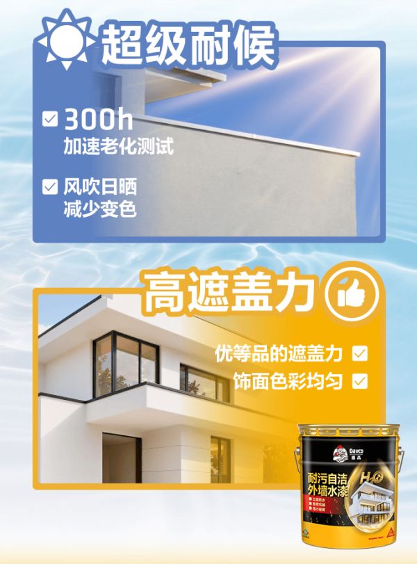 Weather-resistant properties of the paint