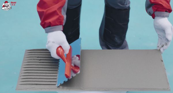 Incorrect tile adhesive application with excessive thickness