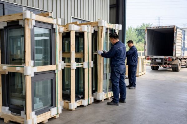 图4 成品门窗加固包装与运输准备（示意图）
